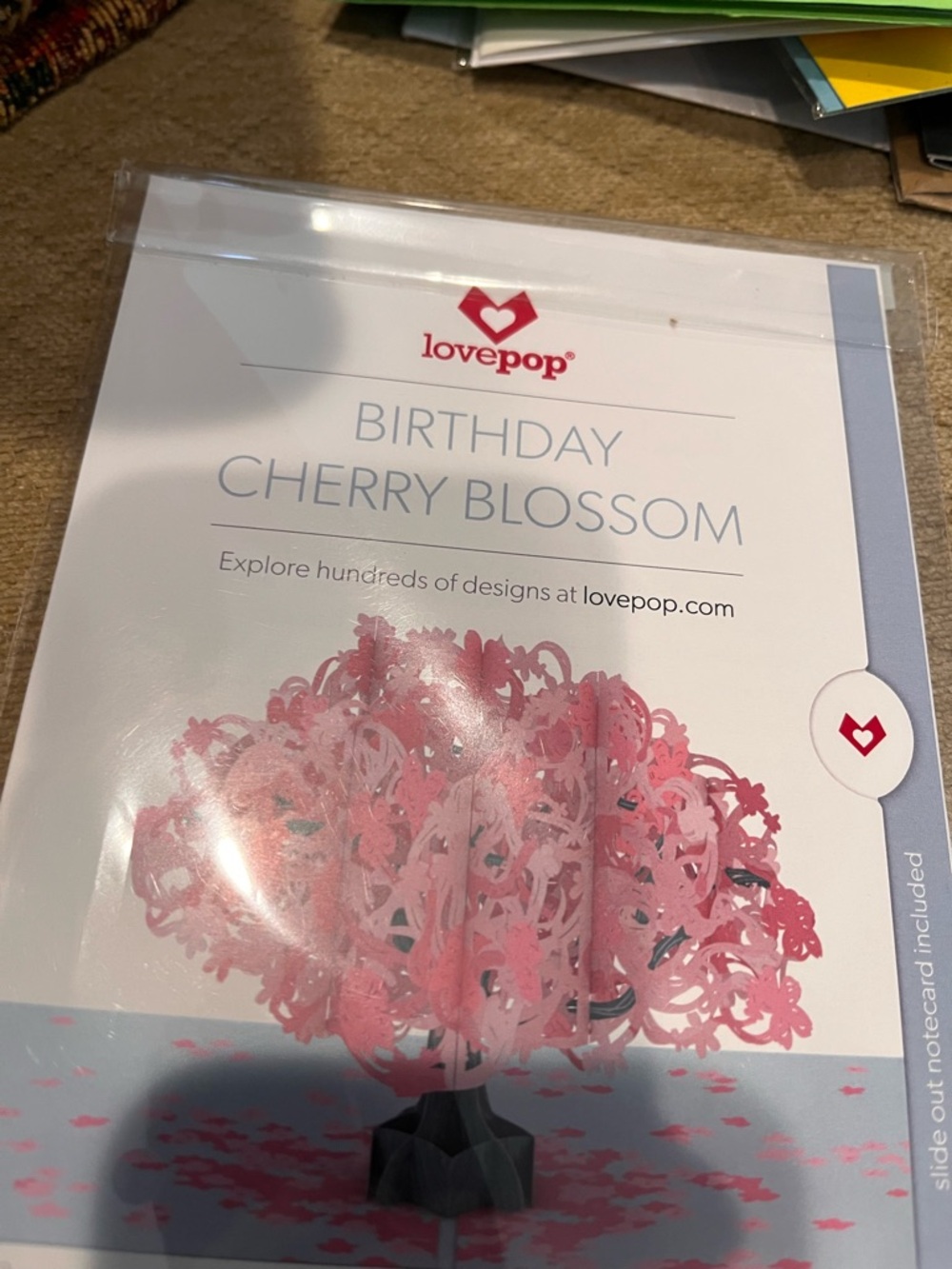 Love Birthday Cherry Blossom Pop-Up Card — Pink & Gray